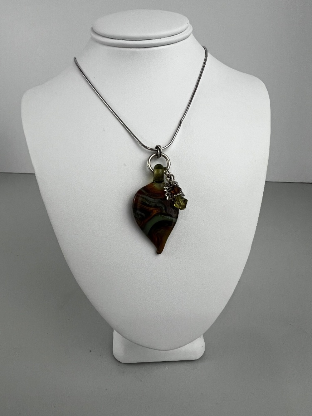 F.N.A. Italiy 925 Necklace with/ Glass Pendant and 925 Charm